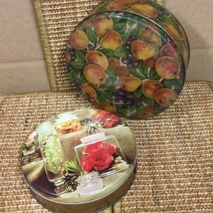 Two (2) Vintage Tins for cookies, candy, sewing, buttons, hair accessories, etc.